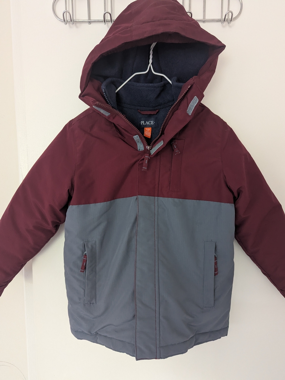 The Children's Place 3 in 1 Winter Jacket Boys 5/6 Burgundy Gray Fleece
